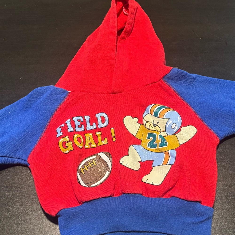 Kids 'Field Goal' Football Hoodie - Red & Blue